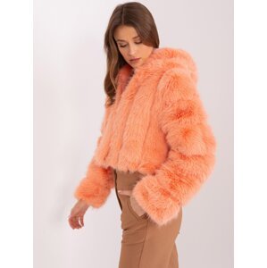 Peach transitional jacket made of eco-fur