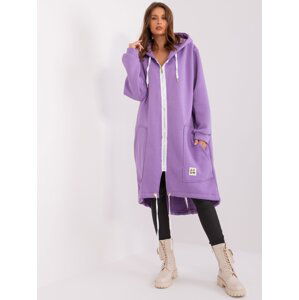 Purple long sweatshirt with drawstrings