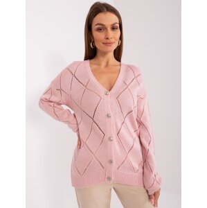Light pink openwork button-down sweater from RUE PARIS