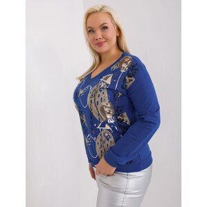 Cobalt blue plus size blouse with long sleeves