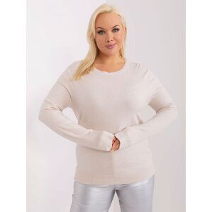 Plus size light beige casual sweater with cuffs