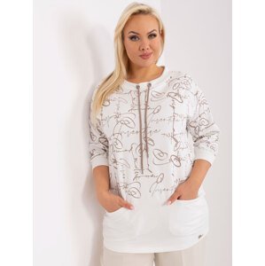 Ecru long blouse plus size with 3/4 sleeves