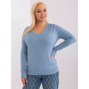 Light blue fitted viscose sweater plus size