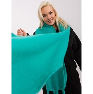 Turquoise plain fringed scarf