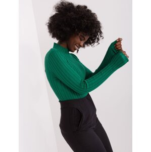Dark green ribbed viscose sweater