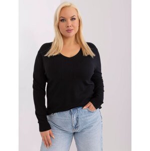 Black fitted plus size knit sweater