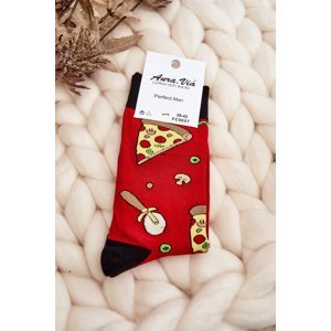 Men's socks with red pizza patterns