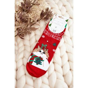 Women's Christmas Socks with Red Kitten