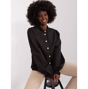 Classic black shirt with puff sleeves