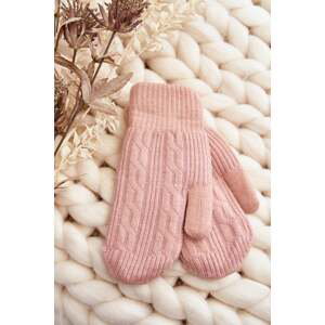 Warm women's one-finger gloves, pink