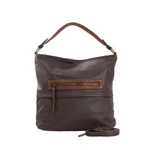 Dark brown bag with decorative zipper at the front