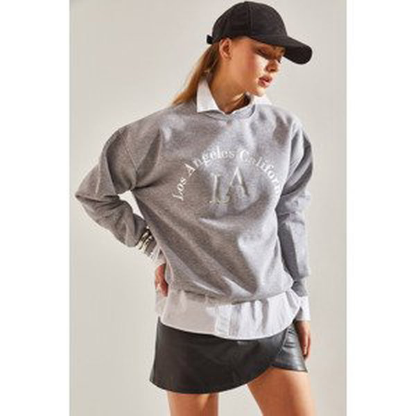 Bianco Lucci Women's La Printed Three Thread Raised Sweatshirt