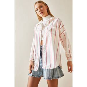 XHAN Red Striped Oversize Shirt