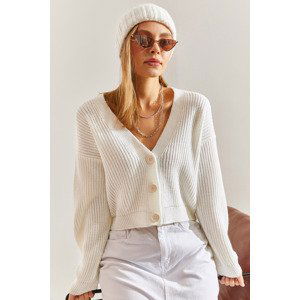 Bianco Lucci Women's Three-Button Corded Knitwear Cardigan