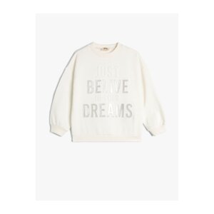 Koton Sweatshirt Long Sleeve Crew Neck Bright Printed Slogan Themed