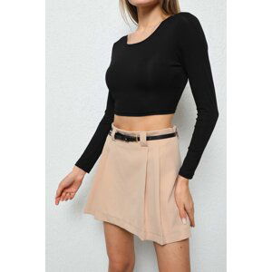 BİKELİFE Women's Black Backless Long Sleeve Crop Blouse