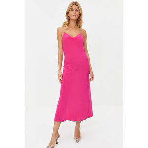 Trendyol Stylish Evening Dress with Fuchsia Stone Accessory Detail