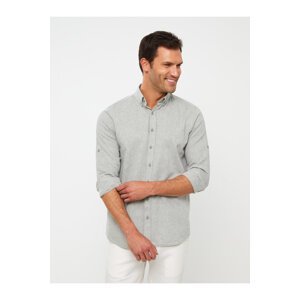 LC Waikiki Long Sleeved Men's Linen-Mixed Shirts with a Regular Fit.