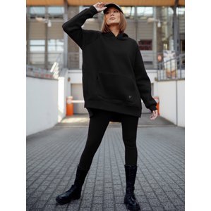 Women's set of black oversize sweatshirt and ribbed leggings