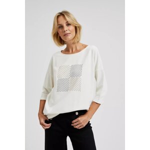 Sweatshirt with 3/4 sleeves white - white