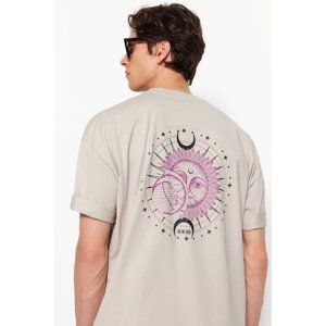 Trendyol Stone Oversize/Wide-Fit 100% Cotton Mystic Printed T-Shirt