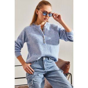 Bianco Lucci Women's Rayon Striped 11-Button Knitwear Sweater
