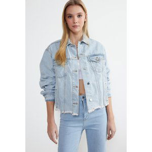 Trendyol Light Blue Oversize Tassel Detailed Denim Jacket