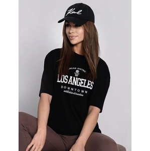 Women's black T-shirt with embroidered lettering