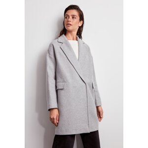 Trendyol Grey oversize vlnený kabát