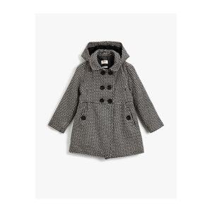 Koton Hoodie, Patterned and Buttoned Coat