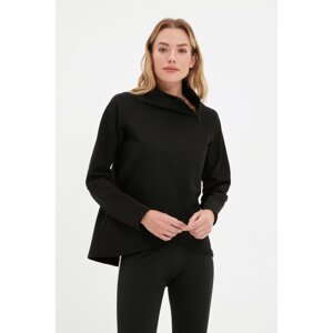 Trendyol Black Zipper Detail Stand-Up Collar Sports Sweatshirt