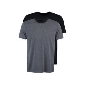 Trendyol antracitovo-čierne pánske basic 2-pack štíhle tričko s výstrihom pre posádku