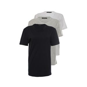 Trendyol Navy-Grey-White Basic Slim/Slim Fit 100% Cotton 3 Pack Short Sleeve T-Shirts