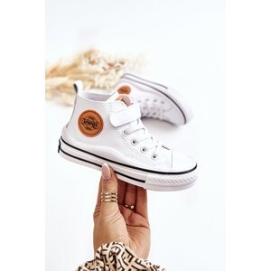 Children's leather sneakers with Velcro White Bruni