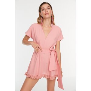 Trendyol Sušená ružová čipka detailné plážové šaty