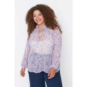 Trendyol Curve Multicolored Patterned Chiffon Woven Blouse