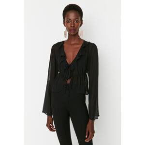 Trendyol Black Tied Unlined Chiffon Blouse