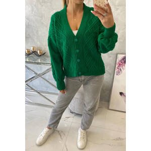 Button sweater with decorative green strings