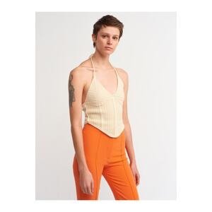 Dilvin 10142 Lace-Up Neck Knitwear Singlet-natural