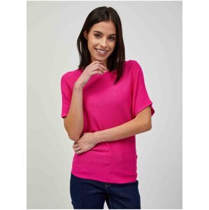 Tmavoružový ľahký vzorovaný sveter s krátkym rukávom ORSAY - Ženy