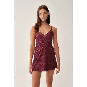 Dagi Burgundy Decollete V-Neck Nightgown