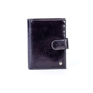 Black leather wallet with closure