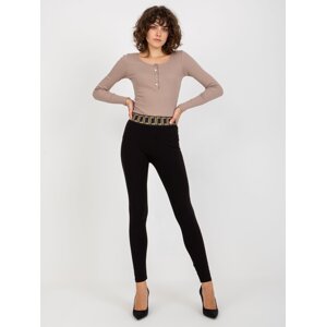 Casual black cotton leggings with elasticated waistband