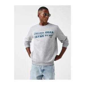 Koton Printed Sweatshirt Raised Crew Neck