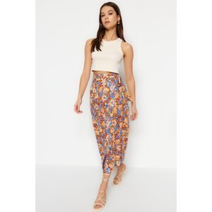 Trendyol Multicolored Floral Patterned Viscose Fabric Midi Woven Skirt