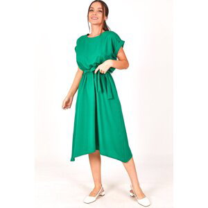 Zelené šaty pre ženy Armonika s elastickým pásom a viazaním
