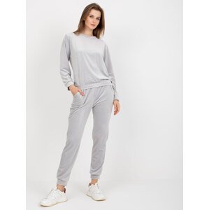 Light grey velour set with trousers by Brenda RUE PARIS