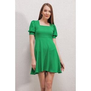 Pletené šaty Bigdart 2339 so štvorcovým výstrihom - zelené