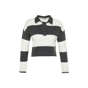 Trendyol Anthracite Crop Soft textúrovaná farba Block Pletený sveter