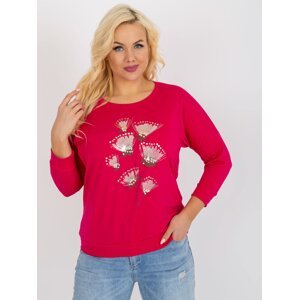 Women's fuchsia blouse plus size with patches